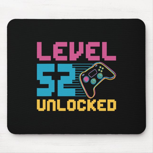 Level 52 Unlocked Gaming Birthday  Mouse Pad (Front)