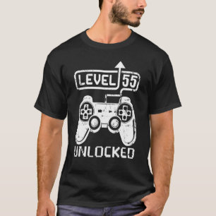 Level 55 Unlocked Gamer 55th Birthday  Video Game T-Shirt