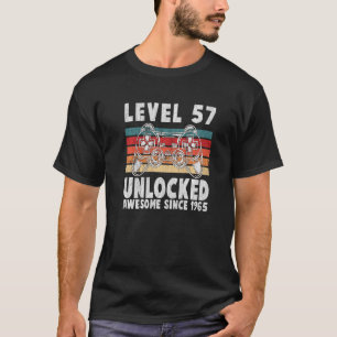 Level 57 Unlocked Awesome Since 1965 Retro Birthda T-Shirt