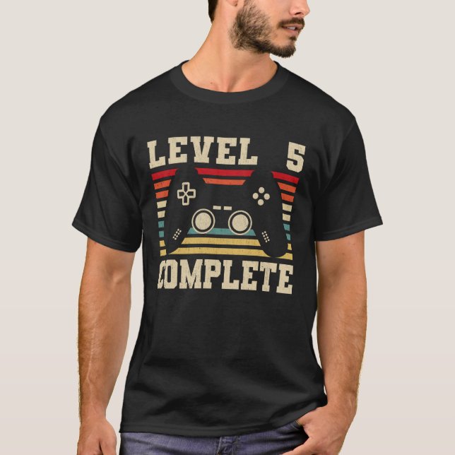 Level 5 Complete 5th Anniversary Video Gamer T-Shirt (Front)