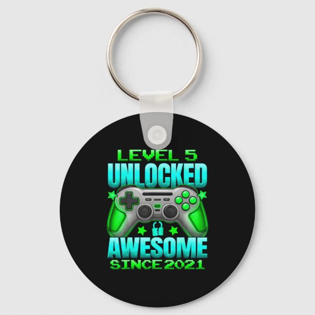Level 5 Unlocked 5 Year Old For Boys 5th Birthday  Key Ring (Front)
