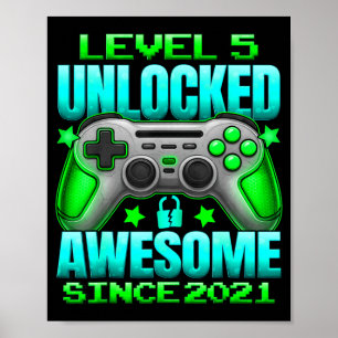 Level 5 Unlocked 5 Year Old For Boys 5th Birthday  Poster