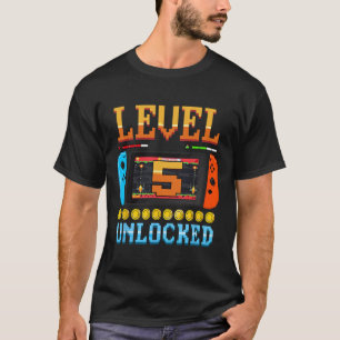 Level 5 Unlocked 5th Birthday Shirt Video Game 5 Y