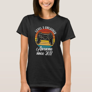 Level 5 Unlocked Awesome 2017 Video Game 5th Birth T-Shirt