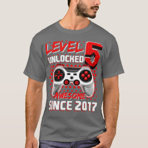 Level 5 Unlocked Awesome 2017 Video Game 5th Birth T-Shirt