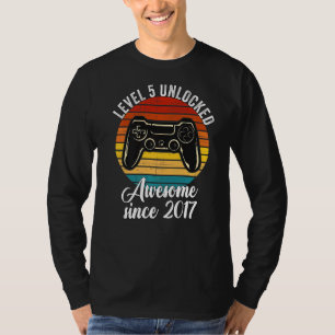 Level 5 Unlocked Awesome 2017 Video Game 5th Birth T-Shirt