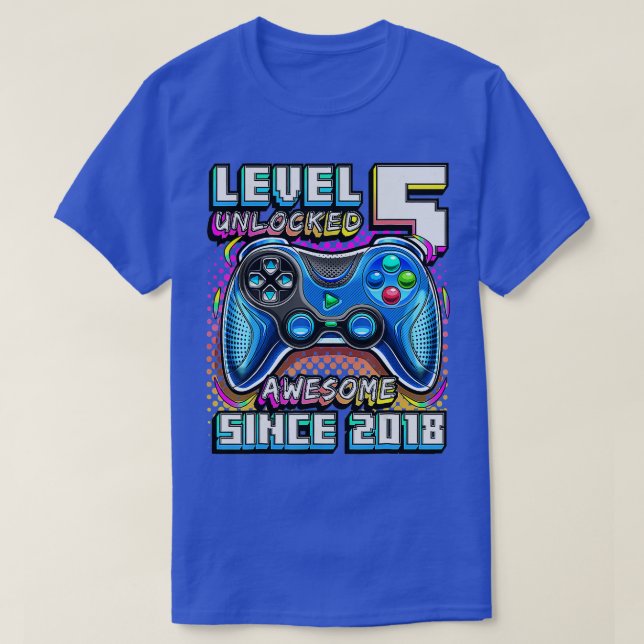 Level 5 Unlocked Awesome 2018 Video Game 5th Birth T-Shirt (Design Front)