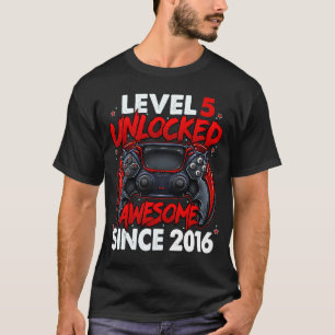 Level 5 Unlocked Awesome Since 2016 5th Birthday G T-Shirt