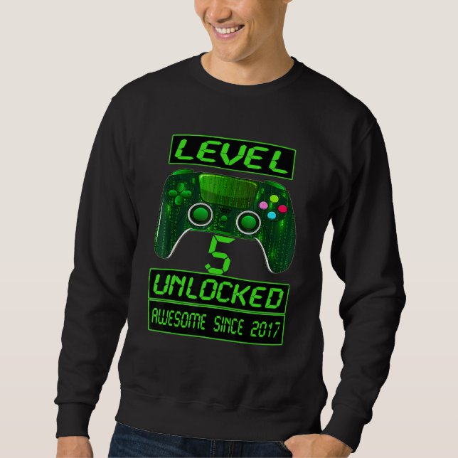 Level 5 Unlocked Awesome Since 2017 5th Birthday G Sweatshirt (Front)