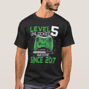 Level 5 Unlocked Awesome Since 2017 5th Birthday G T-Shirt