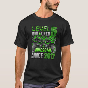 Level 5 Unlocked Awesome Since 2017 5Th Birthday G T-Shirt