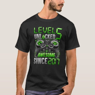 Level 5 Unlocked Awesome Since 2017 5th Birthday T-Shirt