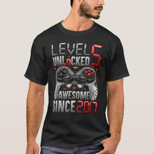 Level 5 Unlocked Awesome Since 2017 5th Birthday   T-Shirt