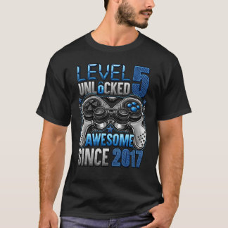 Level 5 Unlocked Awesome Since 2017 5th Birthday   T-Shirt