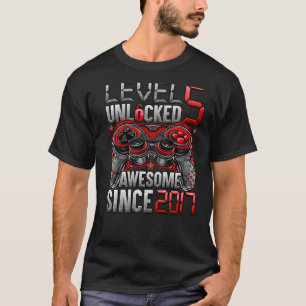 Level 5 Unlocked Awesome Since 2017 5th Birthday T-Shirt