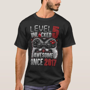 Level 5 Unlocked Awesome Since 2017 5th Birthday   T-Shirt