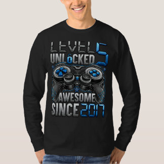 Level 5 Unlocked Awesome Since 2017 5th Birthday   T-Shirt