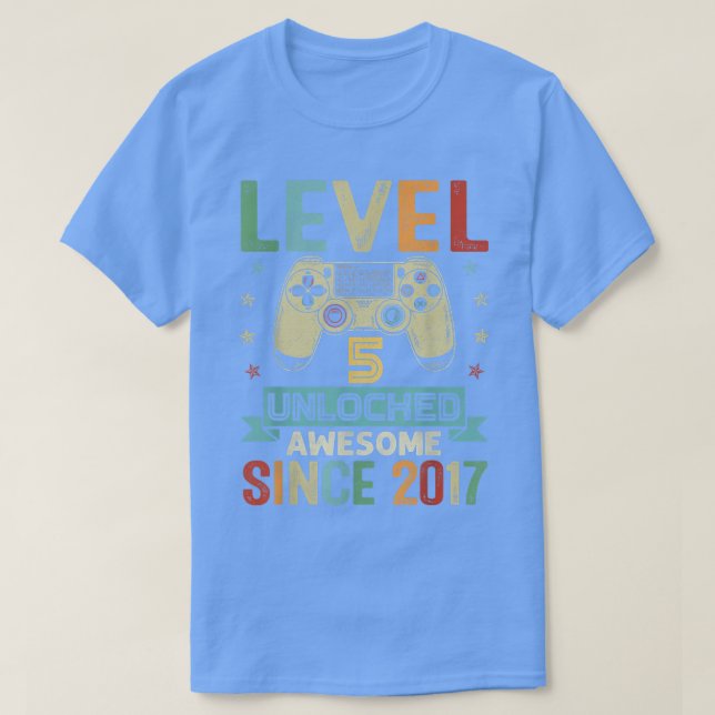 Level 5 Unlocked Awesome since 2017 Video Game 5th T-Shirt (Design Front)