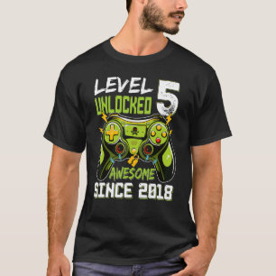 Level 5 Unlocked Awesome Since 2018 5th Birthday G T-Shirt