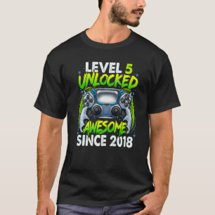 Level 5 Unlocked Awesome Since 2018 5th Birthday G T-Shirt