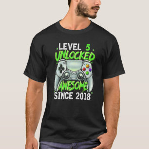 Level 5 Unlocked Awesome Since 2018 5th Birthday G T-Shirt