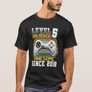 Level 5 Unlocked Awesome Since 2018 5th Birthday G T-Shirt