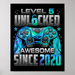 Level 5 Unlocked Awesome Since 5th Birthday Gaming Poster