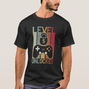 Level 5 Unlocked Funny Video Gamer 5Th Birthday T-Shirt