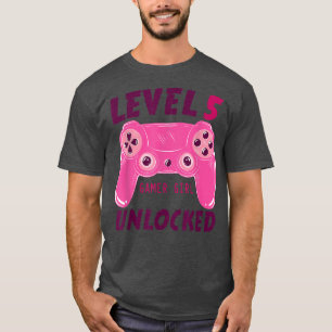 Level 5 Unlocked Gamer Girl Video Game 5th Birthda T-Shirt