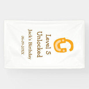 Level 5 unlocked lock orange brown happy birthday  banner
