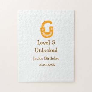 Level 5 unlocked lock orange brown happy birthday jigsaw puzzle