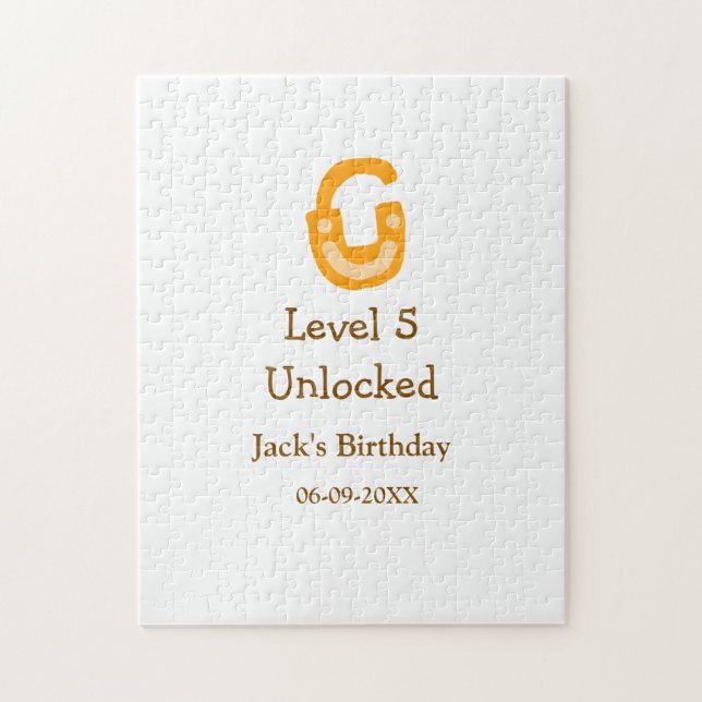 Level 5 unlocked lock orange brown happy birthday  jigsaw puzzle (Vertical)