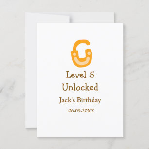 Level 5 unlocked lock orange brown happy birthday  postcard
