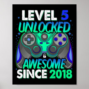Level 5 Unlocked Video Game 5 Years Old Boy 5th Bi Poster