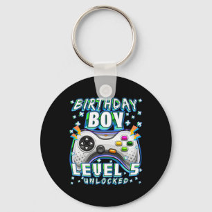 Level 5 Unlocked Video Game 5th Birthday Gamer Boy Key Ring