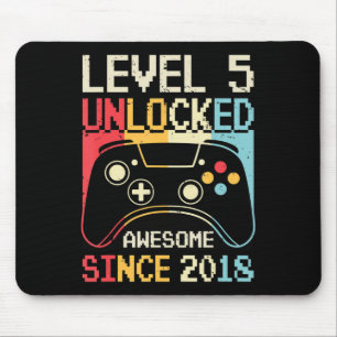 Level 5 Unlocked Video Game 5th Birthday Gamer Boy Mouse Pad