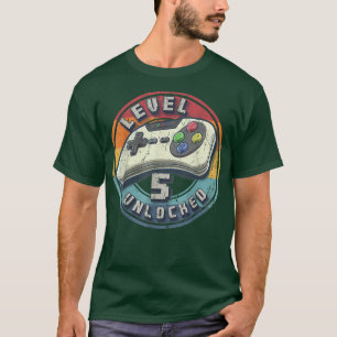 Level 5 Unlocked Video Game 5th Birthday Gamer Boy T-Shirt