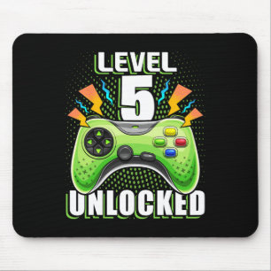 Level 5 Unlocked Video Game 5th Birthday Gamer Gif Mouse Pad