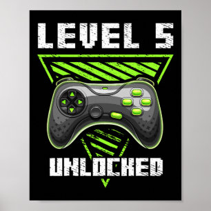 Level 5 Unlocked Video Game 5th Birthday Gamer Gif Poster
