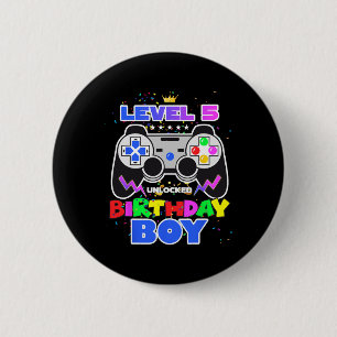 Level 5 Unlocked Video Game Birthday Boy Gamer 5th 6 Cm Round Badge