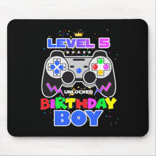 Level 5 Unlocked Video Game Birthday Boy Gamer 5th Mouse Pad