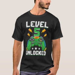 Level 5 Unlocked Video Gamer 5th Birthday 5 Year O T-Shirt