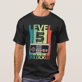 Level 5 Unlocked Video Gamer 5Th Birthday Gift T-Shirt