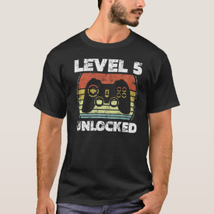Level 5 Unlocked Video Gamer 5th Birthday T-Shirt