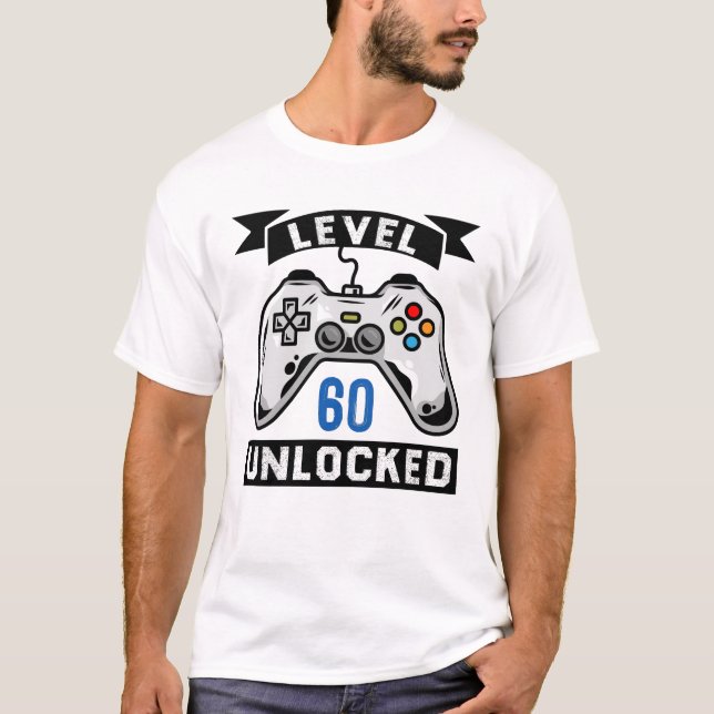 Level 60 Unlocked Video Gamer 60th Birthday Gift T-Shirt (Front)