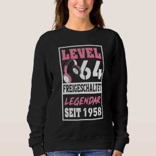 Level 64 Years Gamer Girl Since 1958 Birthday Vide Sweatshirt