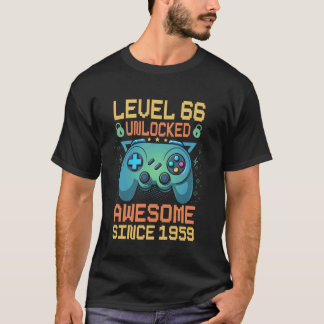 Level 66 Unlocked video Gamer 66th birthday boy bo T-Shirt
