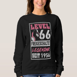 Level 66 Years Gamer Girl Since 1956 Birthday Vide Sweatshirt