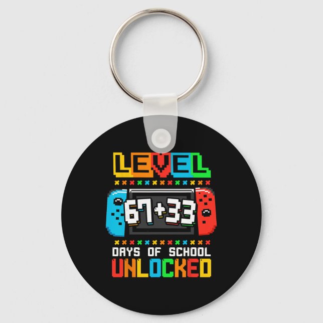 Level 67 33 Happy 100 Days Of School Complete Funn Key Ring (Front)