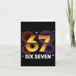 Level 67 Complete Six Seven Birthday Fireworks  Card